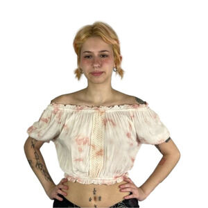 NWT Kiwi & Punch Pink Tie  Dye Peasant Girl Short Sleeve Top